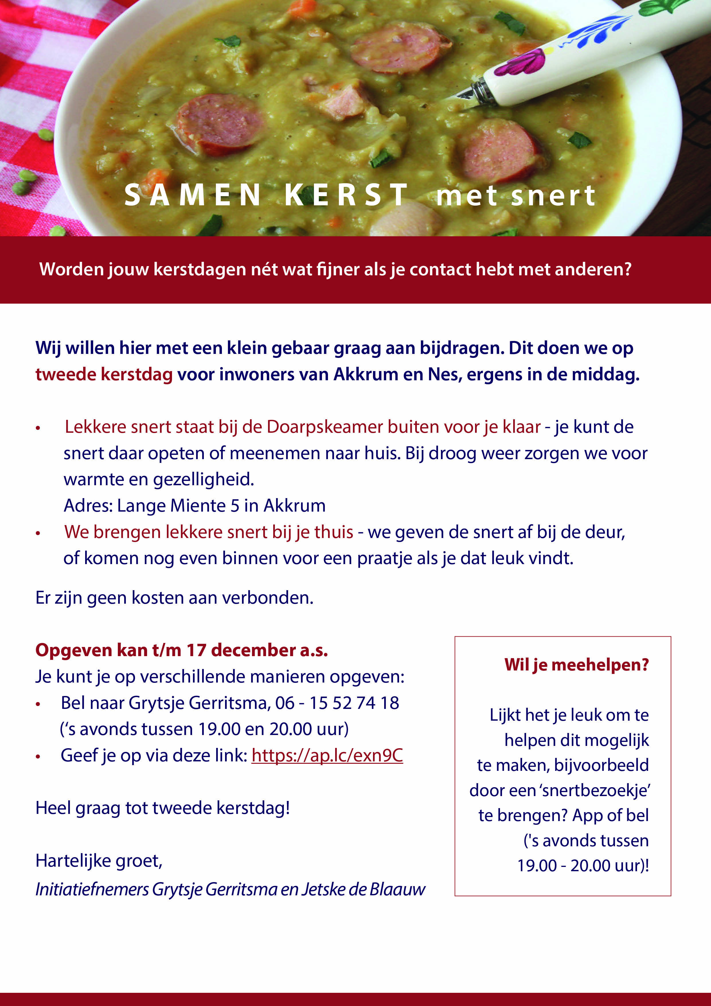 Samen kerst met snert flyer digitaal